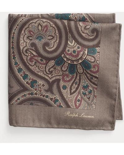 Ralph Lauren Purple Label Pañuelo de bolsillo de seda y cachemira - Metálico