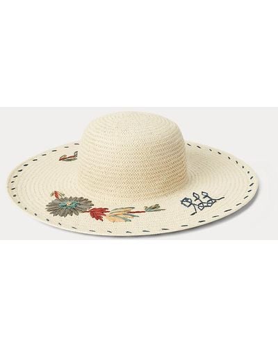 Lauren by Ralph Lauren Sombrero de paja con bordado - Neutro