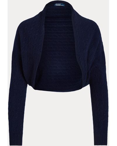 Ralph Lauren Cable-knit Wool-cashmere Shrug - Blue