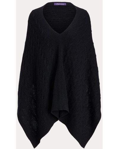 Ralph Lauren Collection Sciarpa a poncho cashmere a trecce - Nero