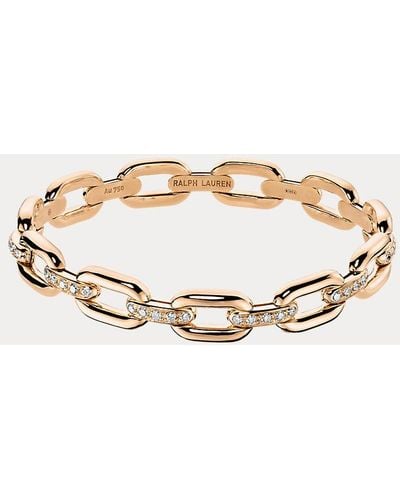 Ralph Lauren Pave Diamond Rose Gold Chain Bracelet - Multicolour