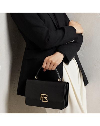 Ralph Lauren Collection Rl 888 Box Calfskin Top Handle - Black
