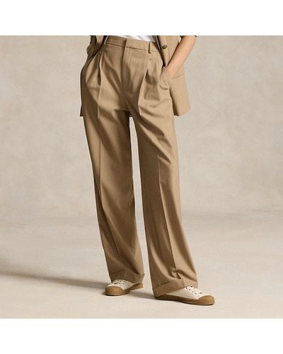 Polo Ralph Lauren Wool-blend Wide-leg Trouser - Natural