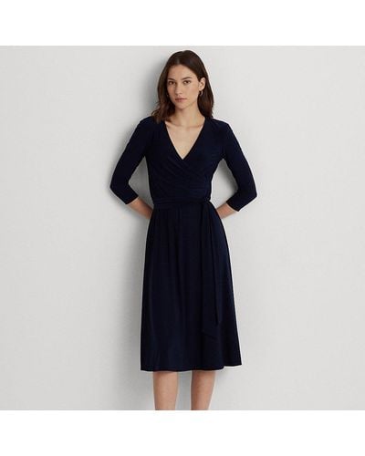 Lauren by Ralph Lauren Surplice Jersey Dress - Blue