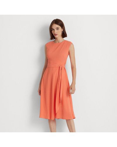 Ralph Lauren Blasencrêpe-Kleid mit Gürtel - Orange