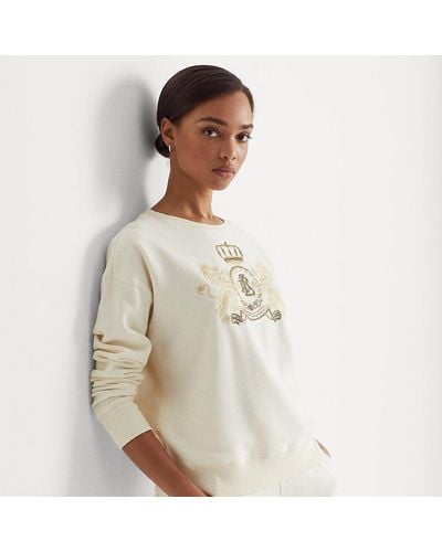 Lauren by Ralph Lauren Beaded-crest Fleece Sweatshirt - Natural