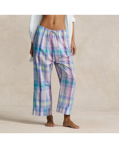 Ralph Lauren Plaid Cotton Pajama Pant - Blue