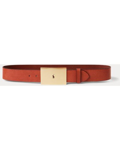 Polo Ralph Lauren Cintura ampia Polo ID in pelle - Rosso