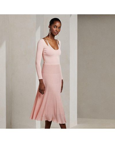 Ralph Lauren Collection Ralph Lauren Pointelle-knit Scoopneck Day Dress - Pink