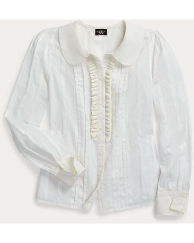 RRL Bluse aus Baumwolljacquard mit Voile - Weiß