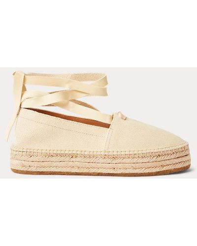 RRL Roughout Suede Lace-up Espadrille - Natural