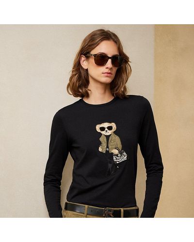 Ralph Lauren Langärmliges T-Shirt mit Utility Polo Bear - Schwarz