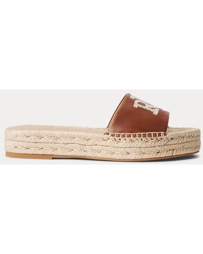 Lauren by Ralph Lauren Polly Burnished Leather Espadrille - Brown