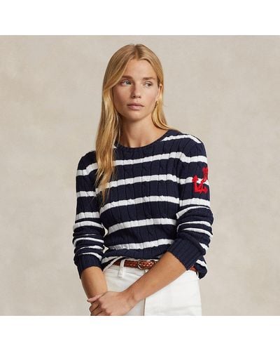 Polo Ralph Lauren Anchor-motif Cable Cotton Sweater - Blue
