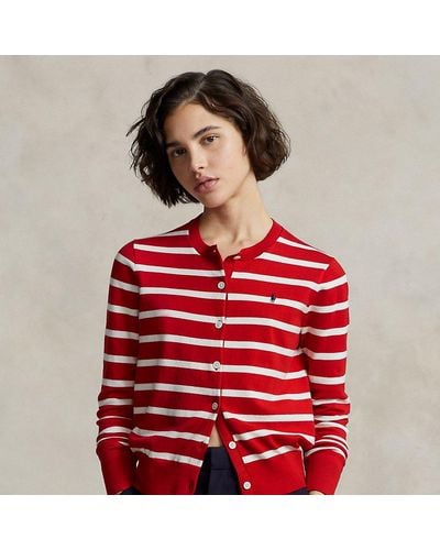 Polo Ralph Lauren Striped Cotton-blend Cardigan - Red