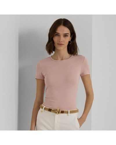 Lauren by Ralph Lauren Cotton-blend T-shirt In Pale Rose - Size S - Pink