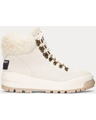 Polo Ralph Lauren Shearling-trim Suede Hiking Boot - Natural
