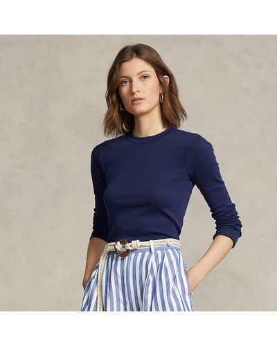 Ralph Lauren Rib-knit Cotton Long-sleeve T-shirt - Blue