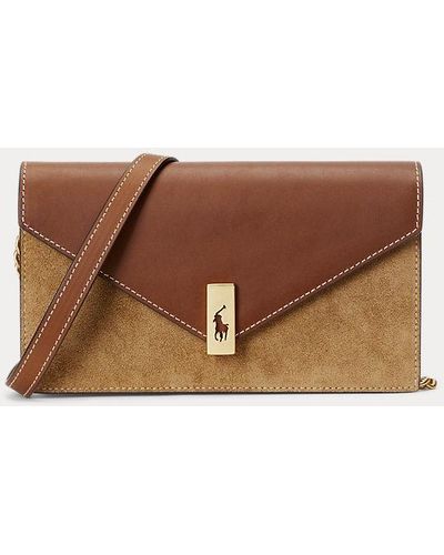 Polo Ralph Lauren Polo Id Suede-leather Chain Wallet & Bag - Brown