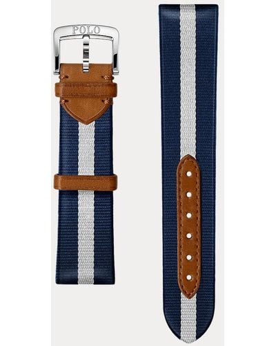 Polo Ralph Lauren Cinturino da orologio in seta a righe - Blu