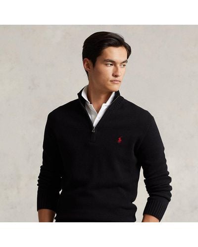 Polo Ralph Lauren Baumwollpullover mit Reißverschluss - Schwarz