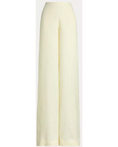 Ralph Lauren Collection Leinenhose Daria mit weitem Bein - Weiß