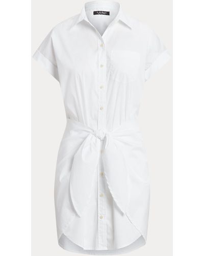 Ralph Lauren Tie-front Cotton-blend Shirtdress - White