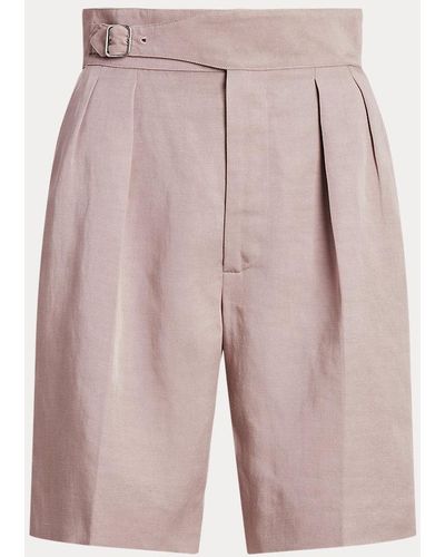 Ralph Lauren Collection Pantalón corto Jaylen con lino y plisado - Rosa