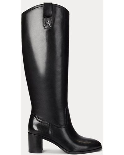 Lauren by Ralph Lauren Carla Burnished Leather Tall Boot - Black