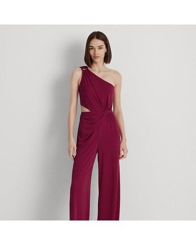 Lauren by Ralph Lauren Twist-front Jersey One-shoulder Jumpsuit - Red