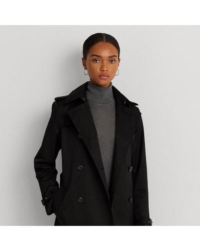 Lauren by Ralph Lauren Belted Cotton-blend Trench Coat - Black