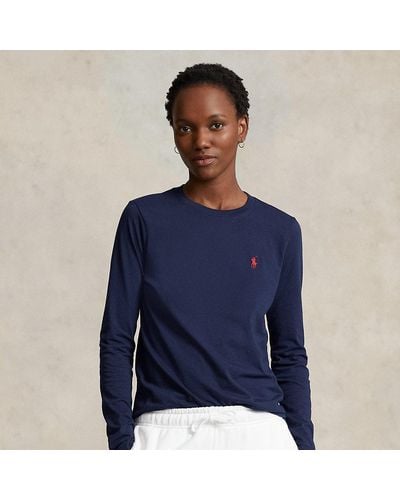 Polo Ralph Lauren Langärmliges Rundhals-T-Shirt aus Jersey - Blau