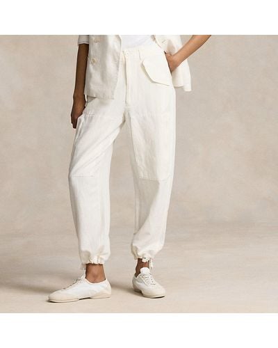 Polo Ralph Lauren Pantalón cargo de sarga y mezcla de seda - Blanco