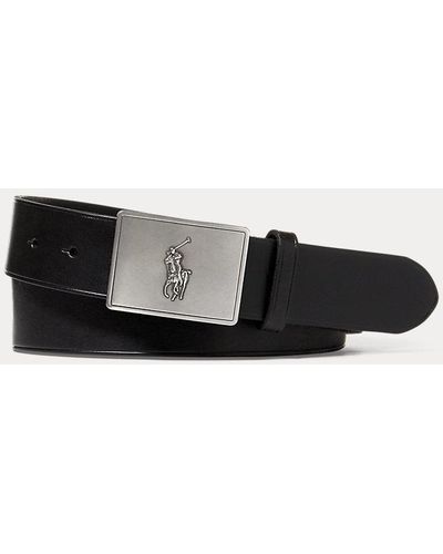 Polo Ralph Lauren Ceinture en cuir avec plaque poney - Noir