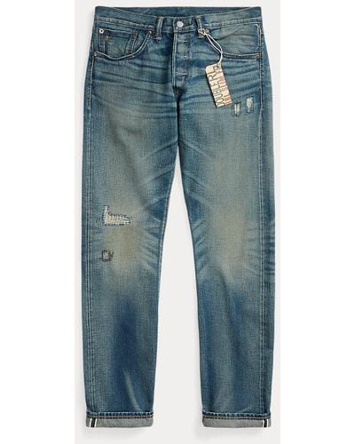 RRL Slim Fit Ridgway Selvedge Jeans - Blauw