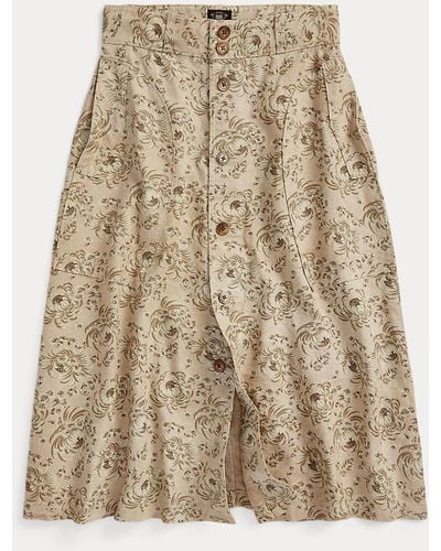 RRL Floral-print Seeded Linen Skirt - Natural