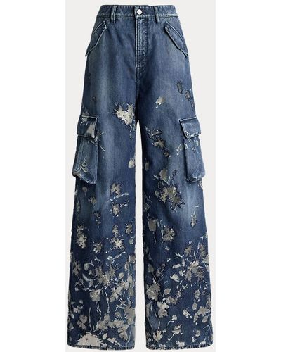 Ralph Lauren Collection Jeans cargo Berke a gamba larga - Blu