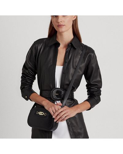 Lauren by Ralph Lauren Leather Medium Jordynn Crossbody Bag - Black