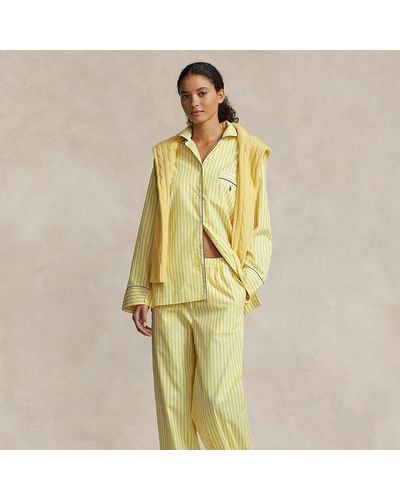 Ralph Lauren Striped Poplin Long-sleeve Pyjama Set - Yellow