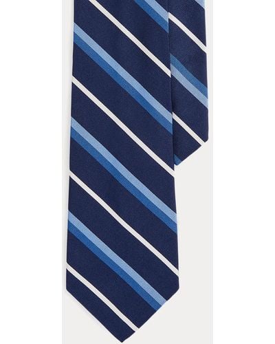 Polo Ralph Lauren Striped Silk-cotton Mogador Tie - Blue