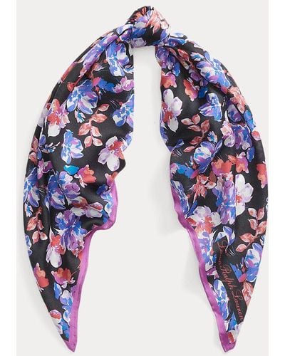 Lauren by Ralph Lauren Floral Square Scarf - Blue