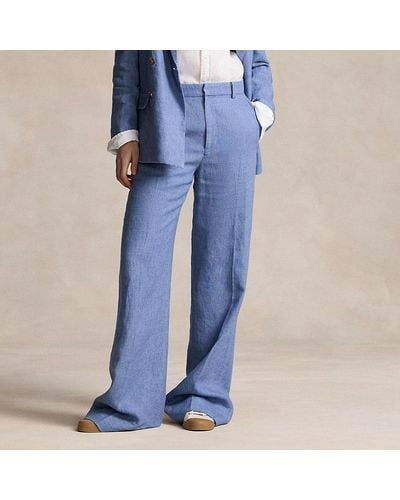 Ralph Lauren Linen Wide-leg Pant - Blue