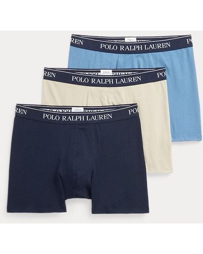 Ralph Lauren Tre paia di boxer in cotone stretch - Blu