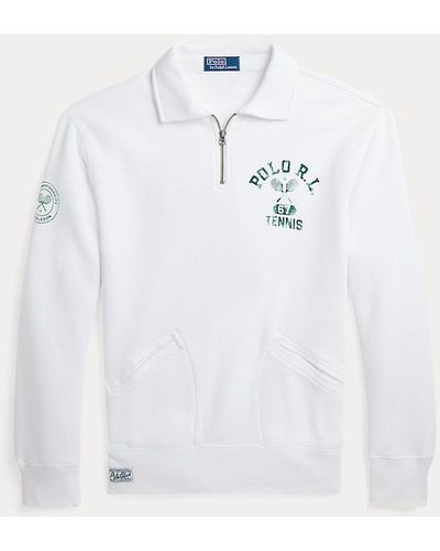 Polo Ralph Lauren Fleece-Sweatshirt Wimbledon mit Kragen - Weiß