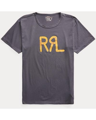RRL T-Shirt mit RRL-Ranchlogo - Blau