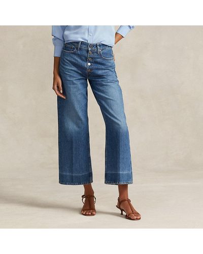 Ralph Lauren Cropped Jeans Met Brede Pijpen - Blauw