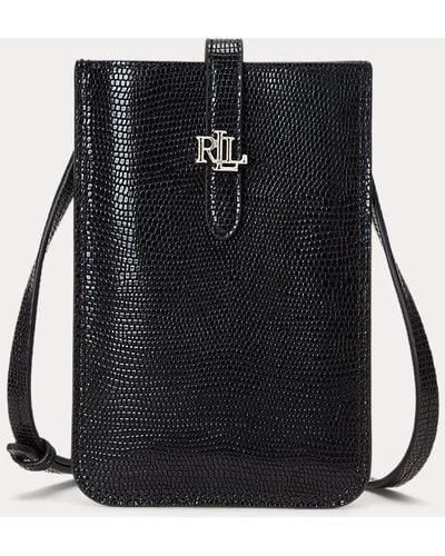 Lauren by Ralph Lauren Lizard-embossed Crossbody Tech Case - Black