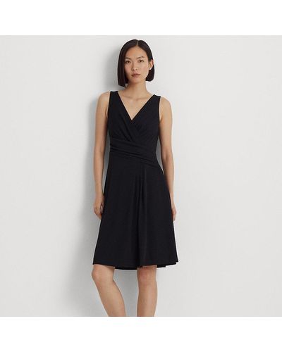 Lauren by Ralph Lauren Surplice Jersey Sleeveless Dress - Black