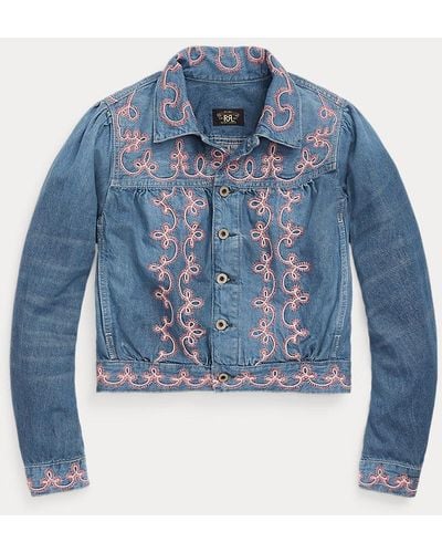 RRL Embroidered Denim Jacket - Blue