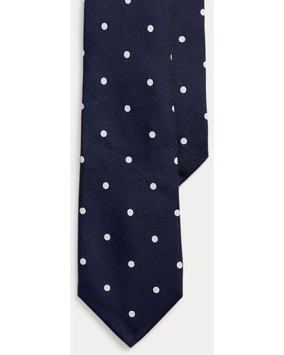 Ralph Lauren Purple Label Gepunktete Krawatte aus Shantungseide - Blau